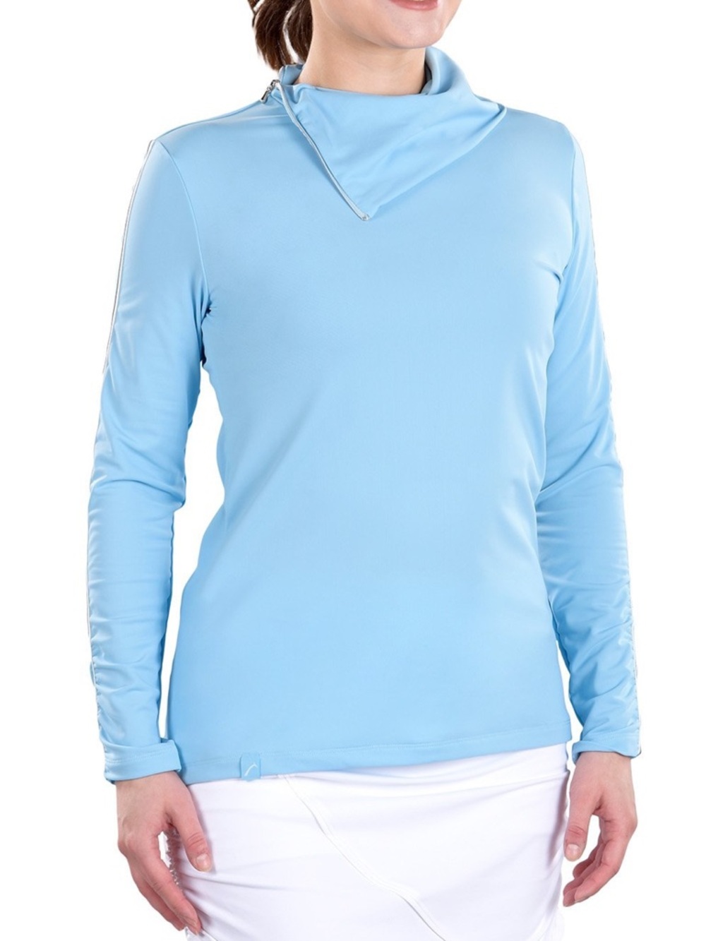 SwingDish Ellie Blue Golf Top L NWT Zip Neck Long Sleeve Pickleball Funnel Neck